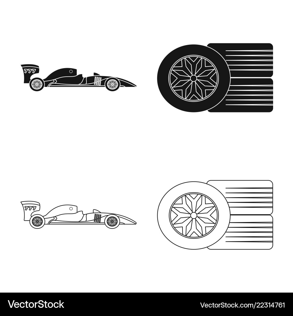 Isolated object of car and rally icon set vector image