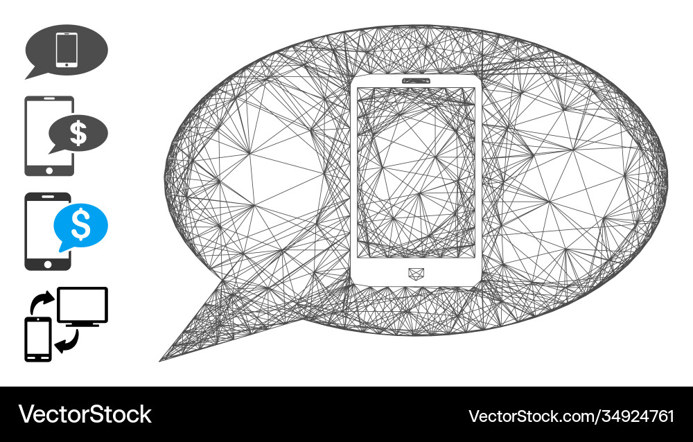 Linear smartphone message mesh Linear smartphone message mesh vector image