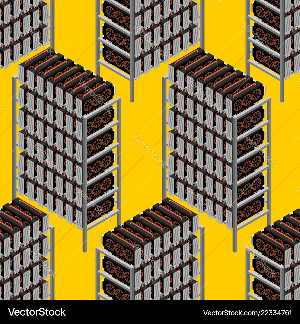 Mining farm seamless pattern rig gpu vector image