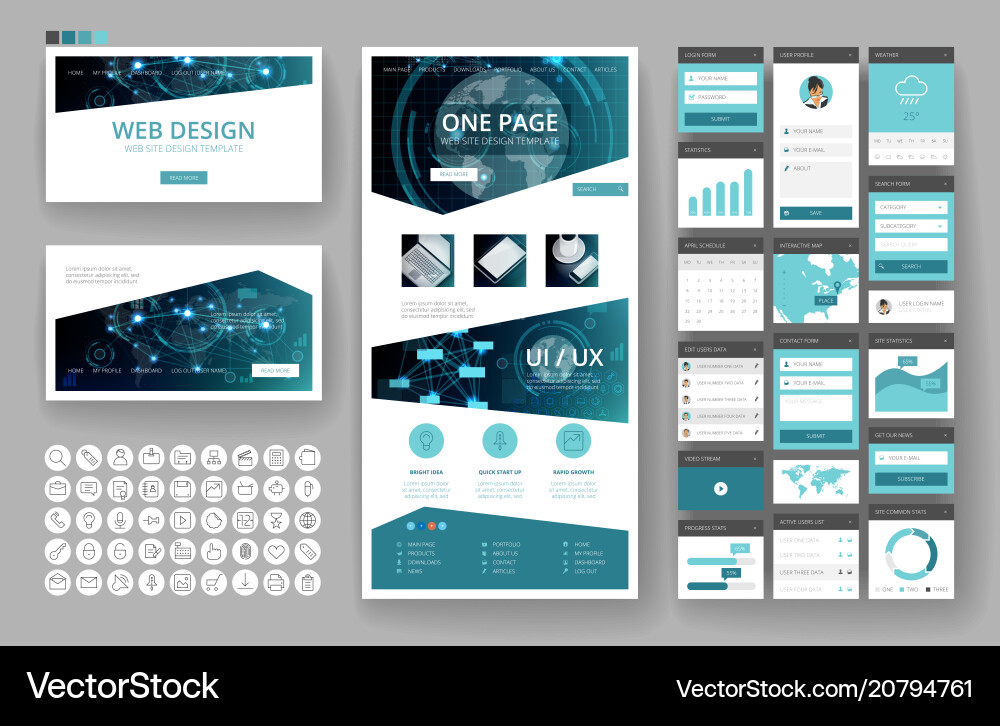Modern Website Header & Interface Elements vector image