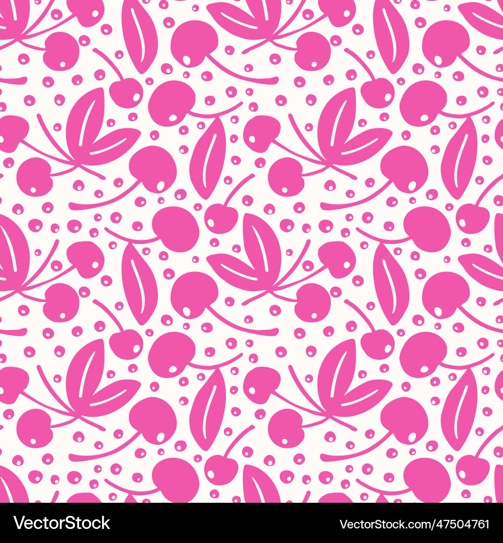 Monochrome seamless pattern with cherries simple Monochrome seamless pattern with cherries simple vector image