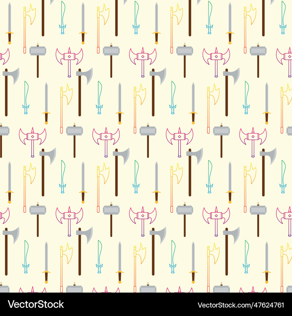 Seamless pattern background with medieval weapons Vector Image
