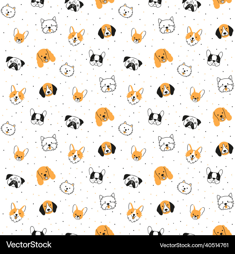 Seamless pattern with heads of different breeds Seamless pattern with heads of different breeds vector image