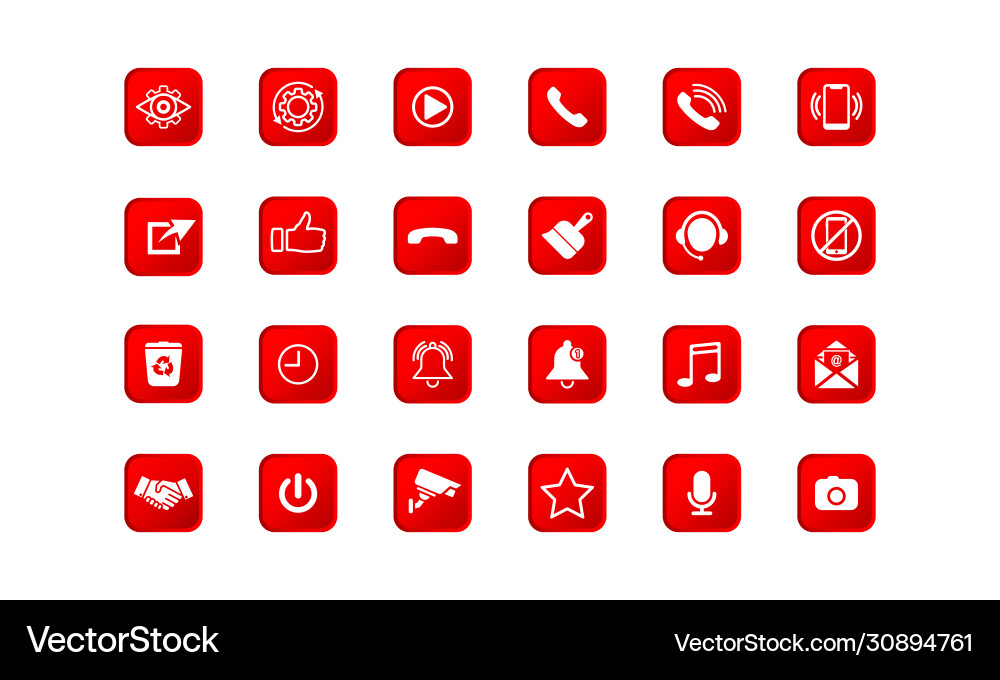 Set communication icons modern red button Set communication icons modern red button vector image