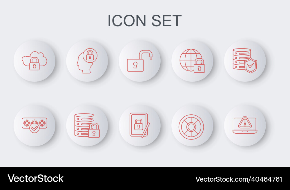 Set line laptop with exclamation mark password Vector Image