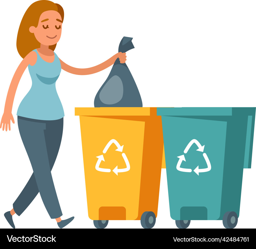 Throwing garbage container composition Throwing garbage container composition vector image