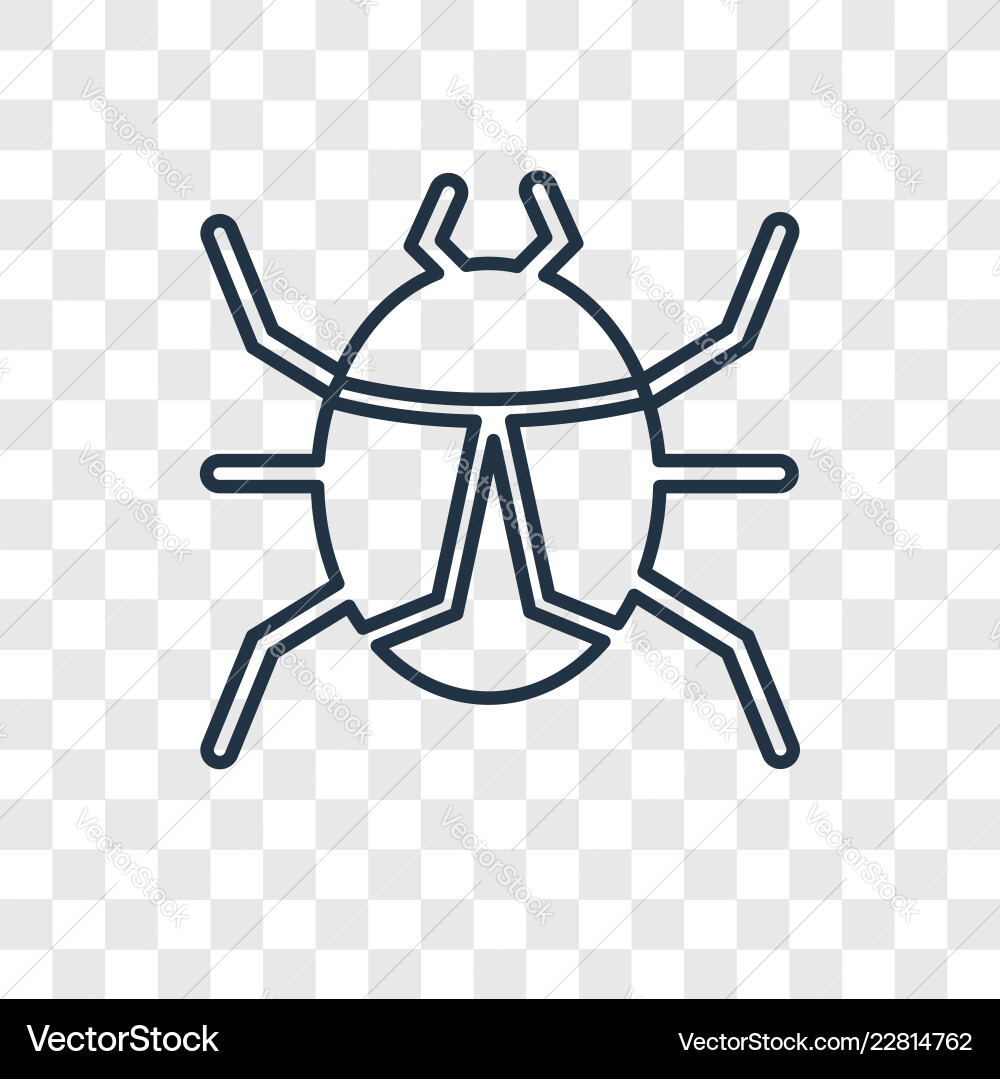 Bug concept linear icon isolated on transparent Bug concept linear icon isolated on transparent vector image