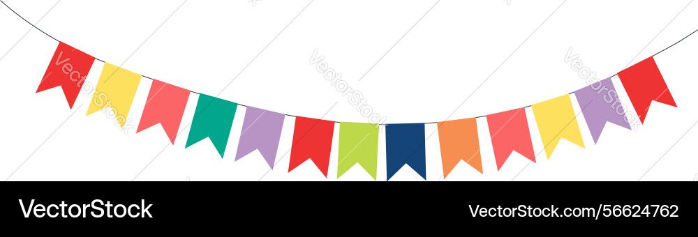 Bunting little flags hanging on string isolated Bunting little flags hanging on string isolated vector image