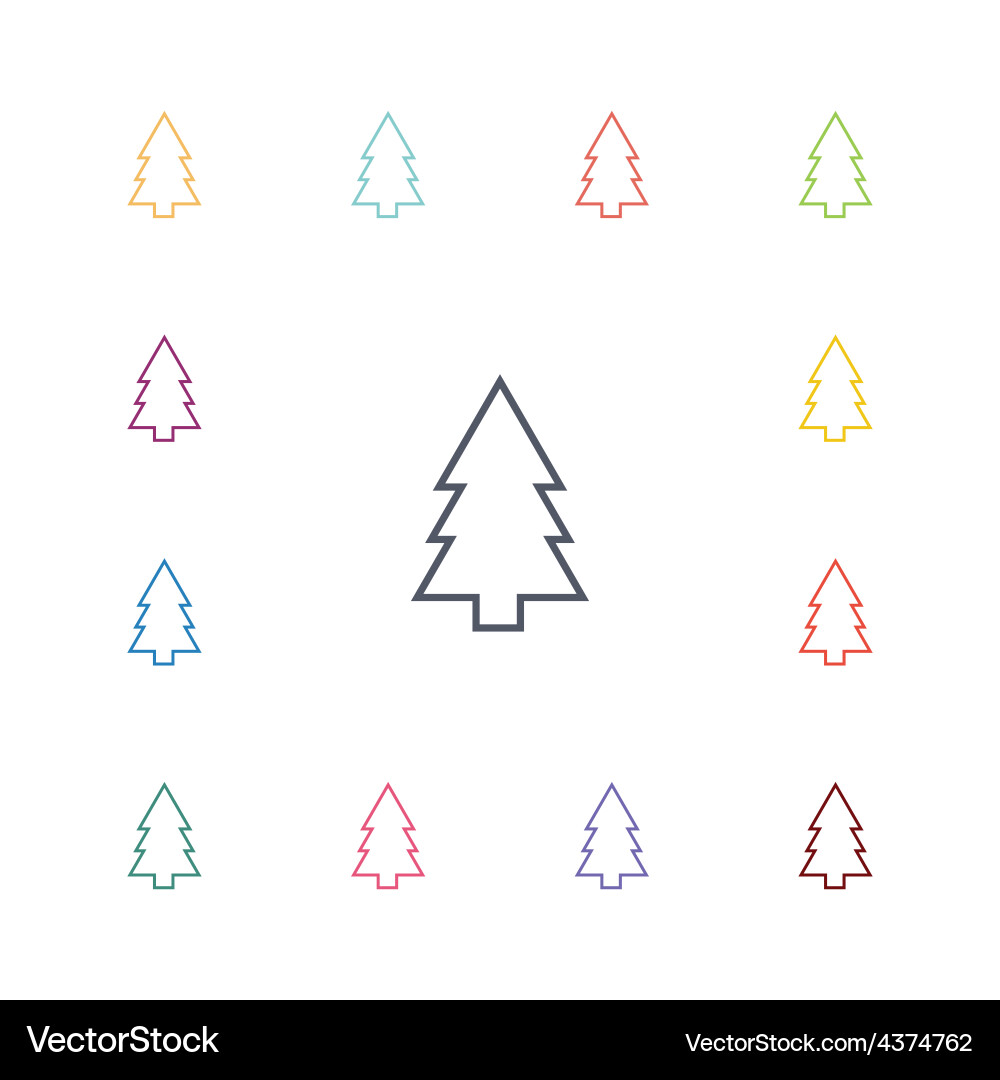 Christmas Tree Icon Set Vector Image