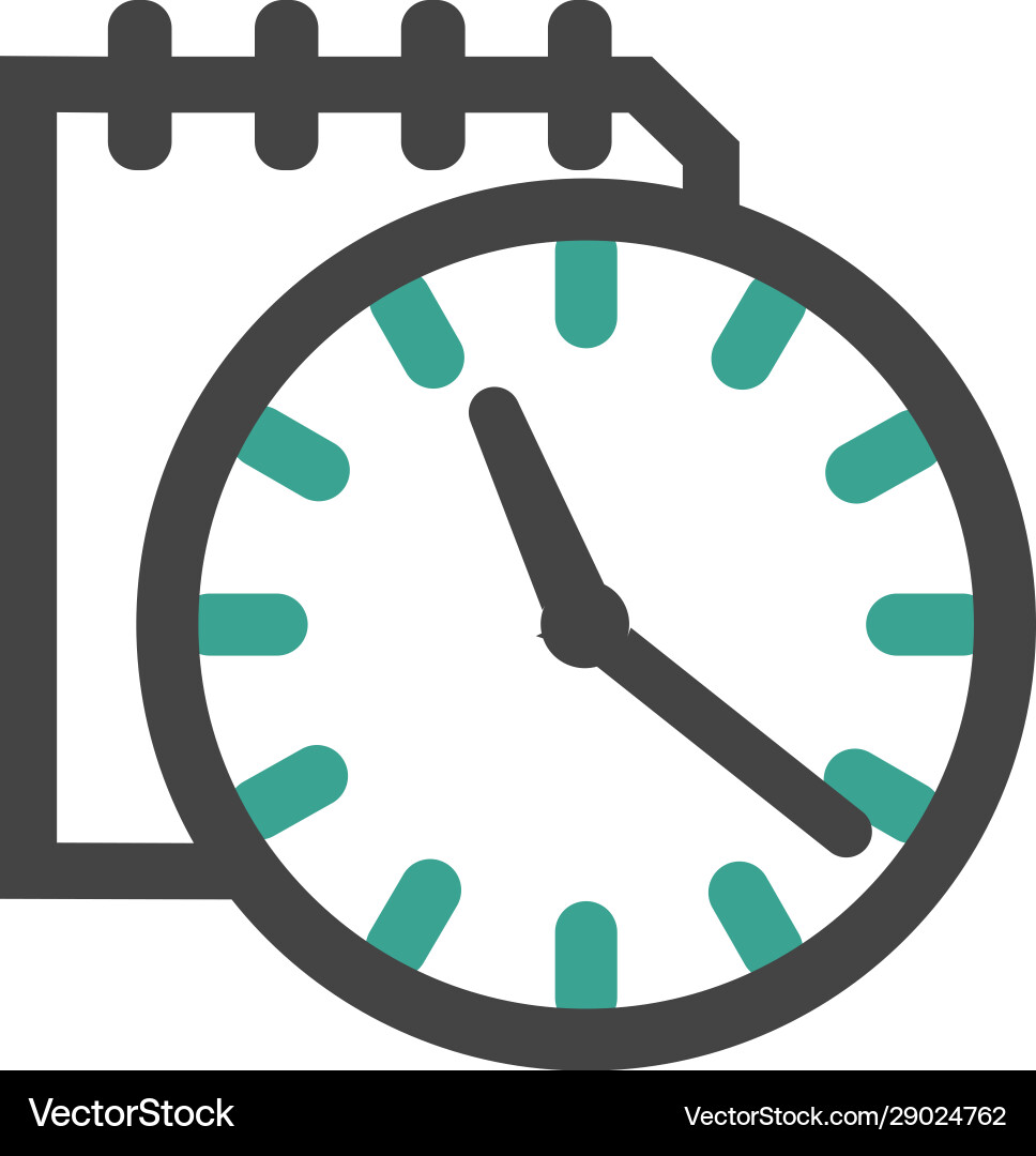 Clipboard icon with clock time to write concept Clipboard icon with clock time to write concept Vector Image