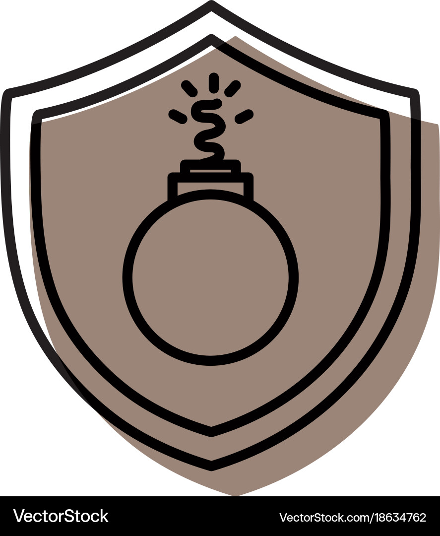 Dangerous bomb inside security shield object Vector Image
