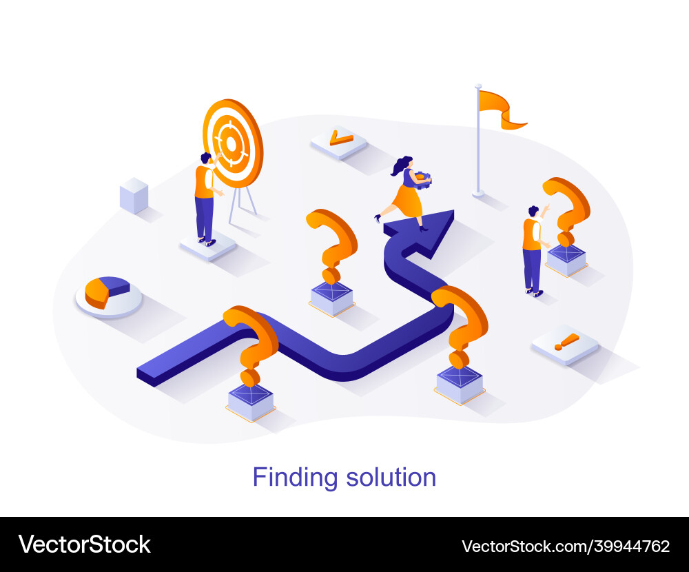 Finding solution isometric web concept Vector Image