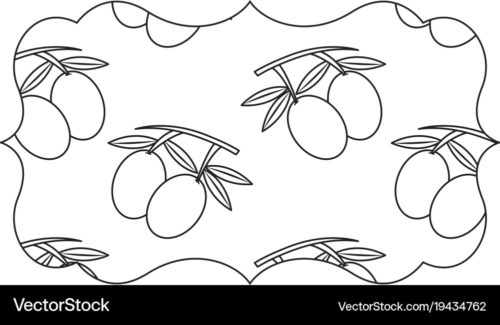 Frame with olives pattern background Vector Image