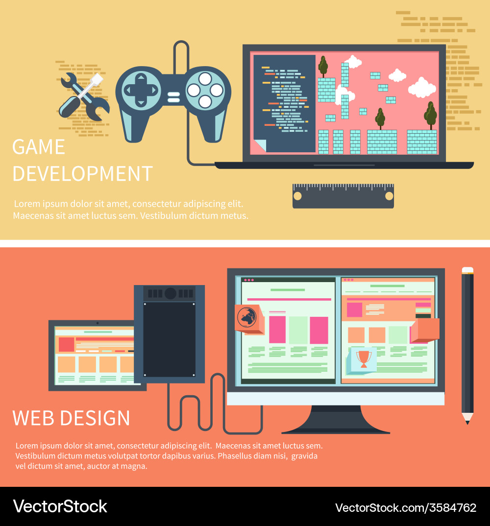 Game development and web design concept vector image