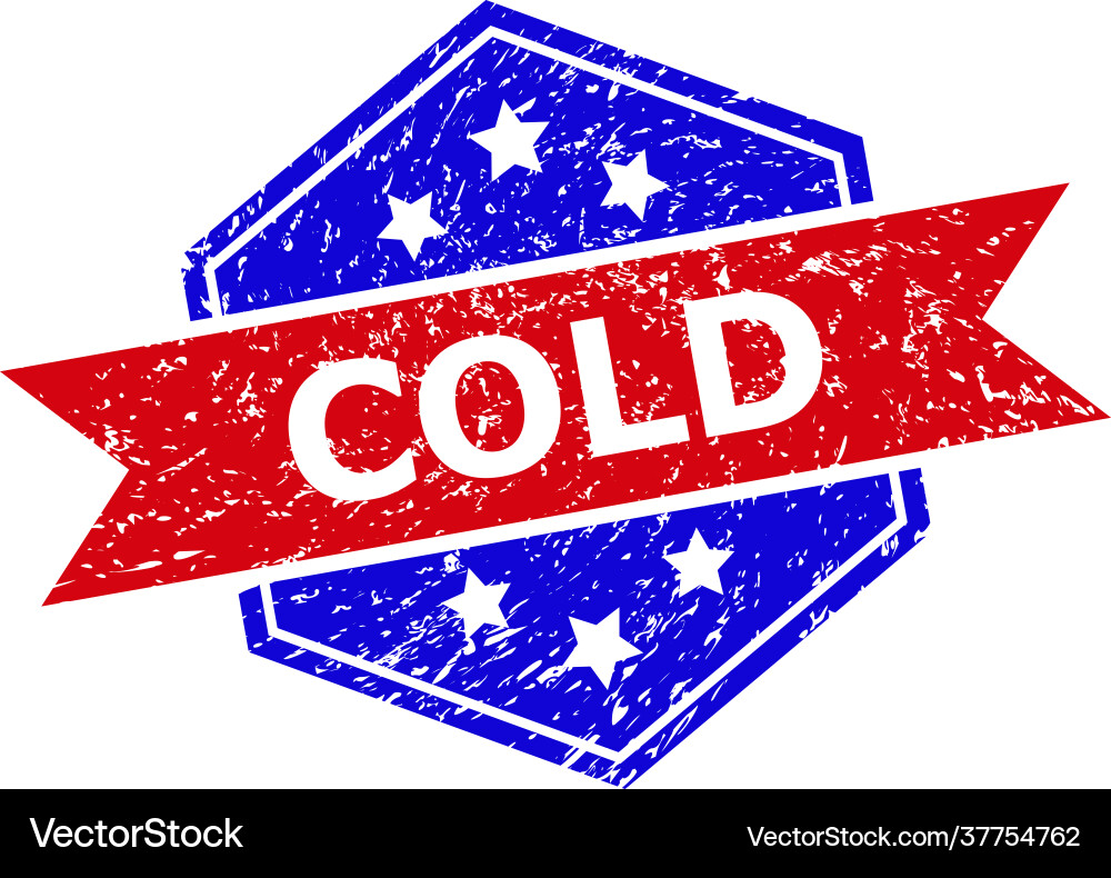 Hexagon bicolor cold watermark with rubber texture Vector Image