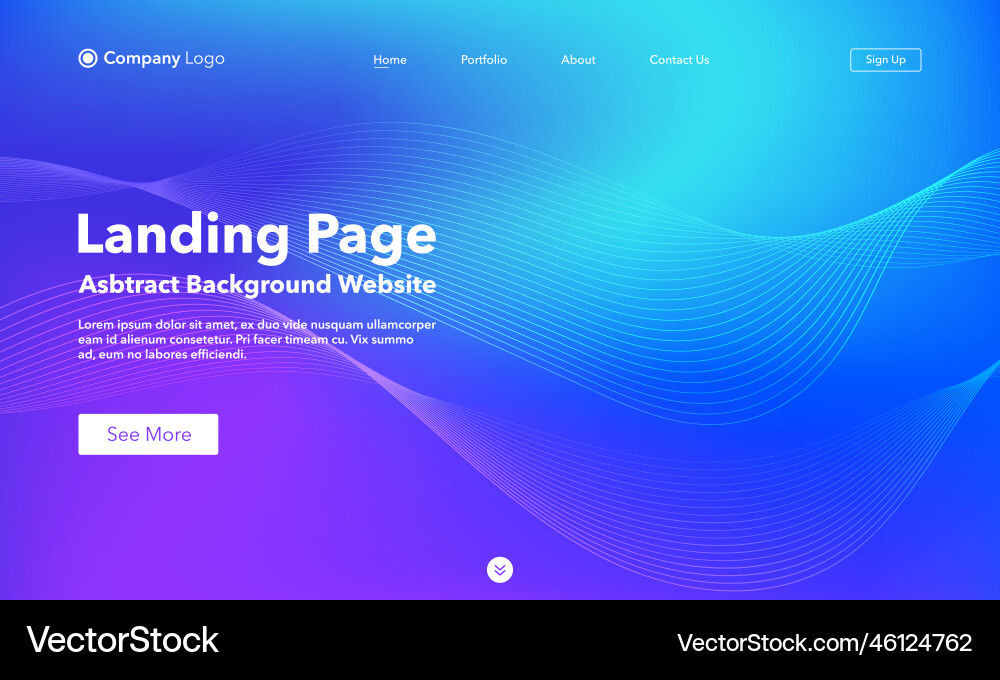 Landing page abstract wave background website Vector Image