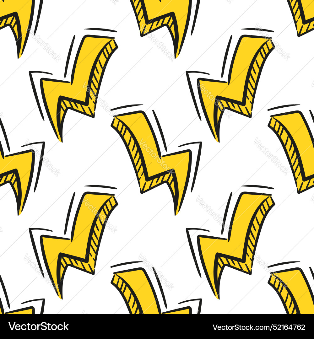 Seamless pattern cool lightning in sketch style Seamless pattern cool lightning in sketch style vector image