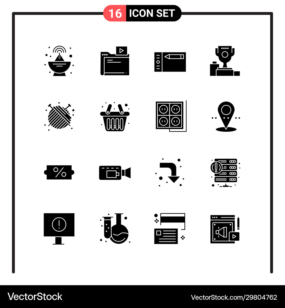 Set 16 solid style icons for web and mobile Set 16 solid style icons for web and mobile Vector Image
