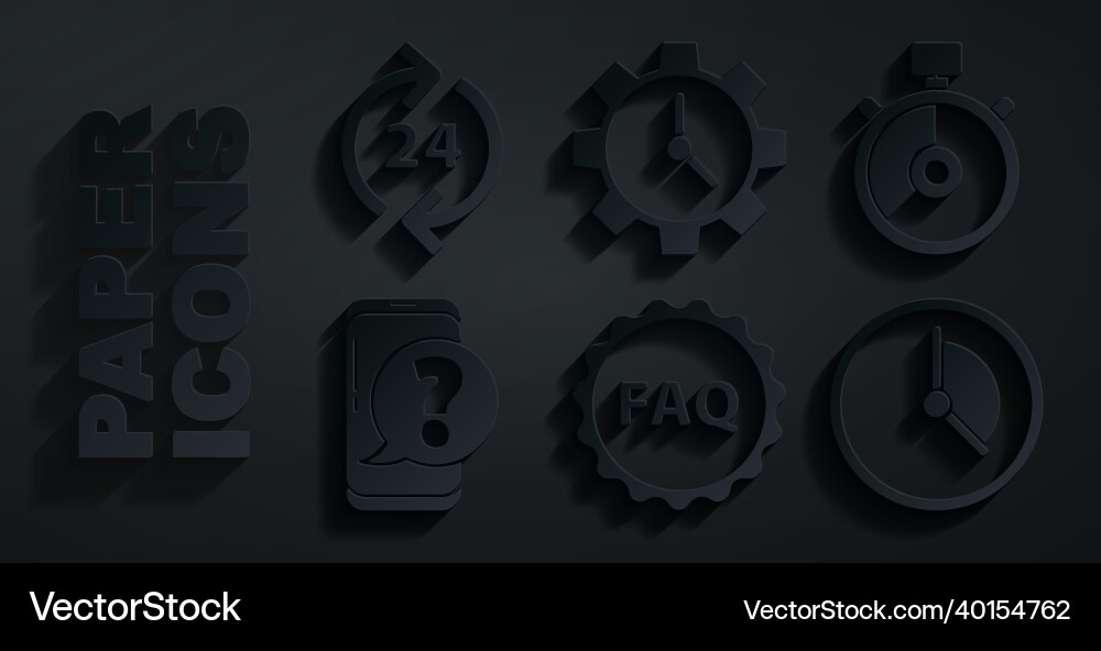 Set label with text faq stopwatch mobile phone Set label with text faq stopwatch mobile phone vector image