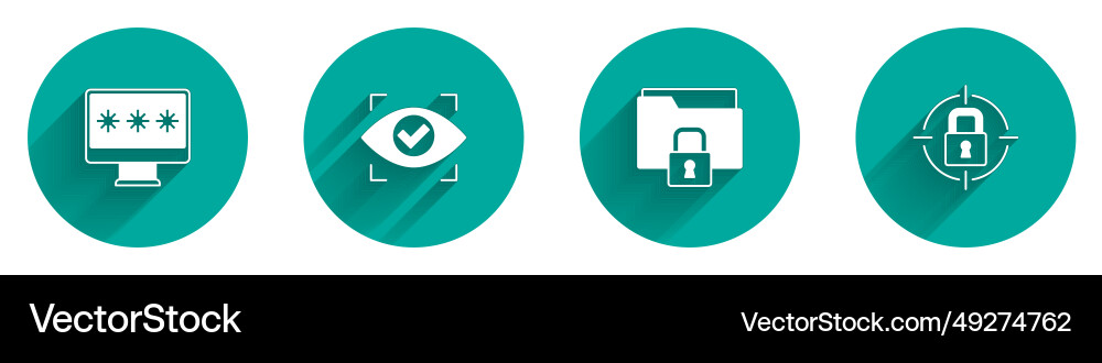 Set monitor with password eye scan folder Vector Image