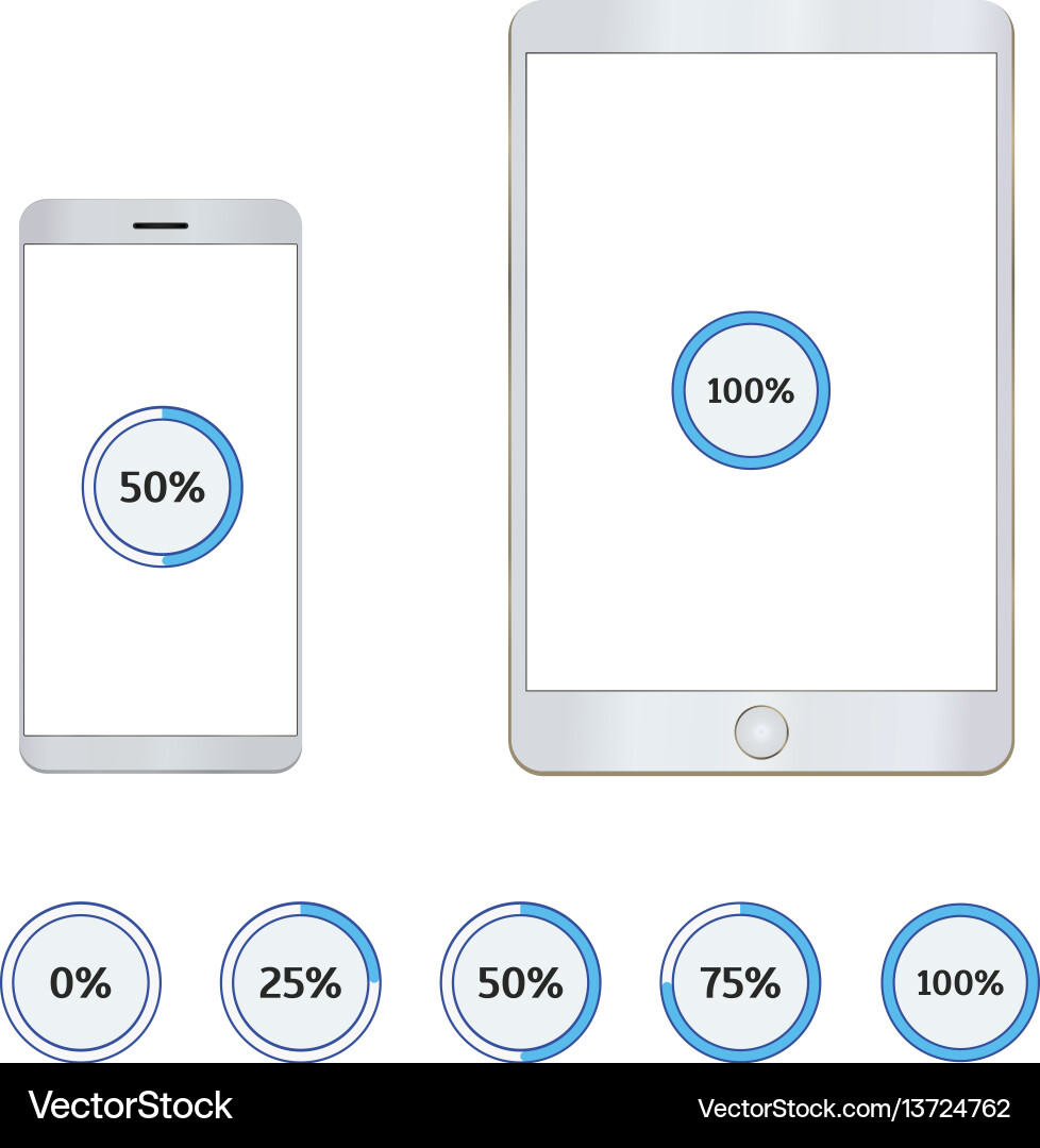 Tablet and mobile phone with loading bar Tablet and mobile phone with loading bar vector image
