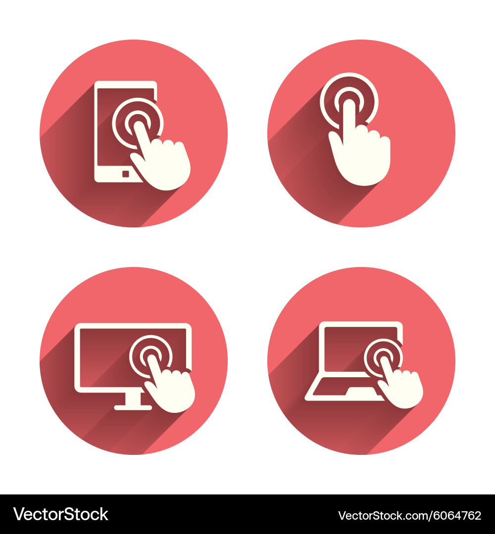 Touch screen smartphone hand pointer symbols vector image