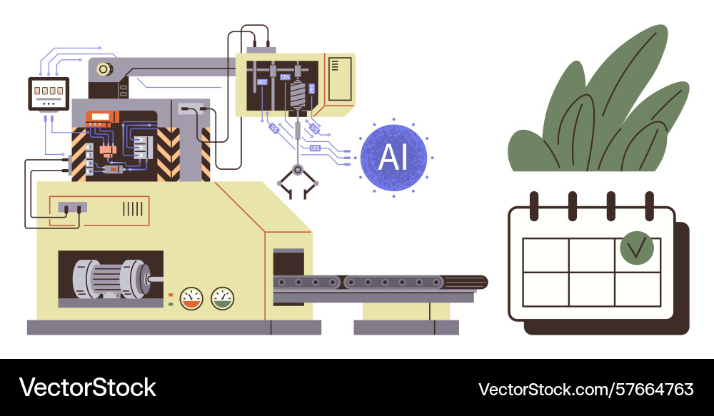 Ai-powered industrial machine with automated Ai-powered industrial machine with automated vector image