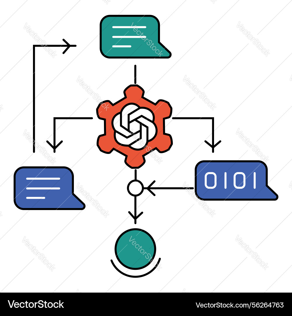 Artificial intelligence chatbot text generation Artificial intelligence chatbot text generation vector image