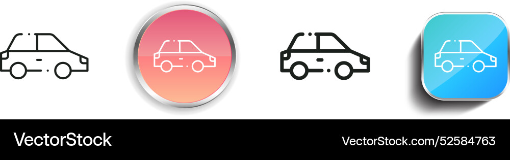 Car icon thin linear regular and button style Car icon thin linear regular and button style vector image