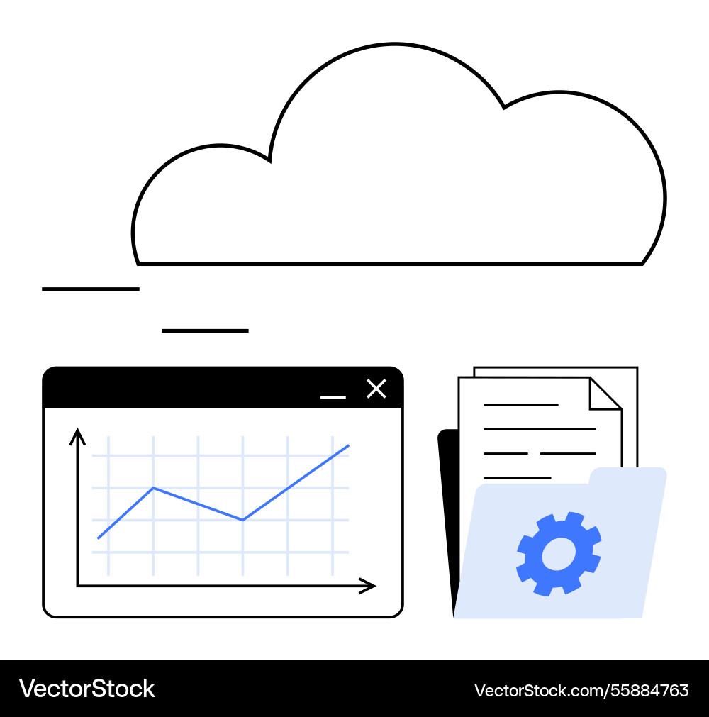 Cloud data management with analytics chart Cloud data management with analytics chart vector image