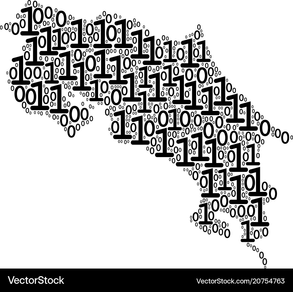 Costa rica map composition of binary digits Vector Image
