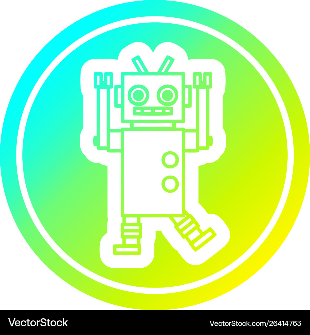 Dancing robot circular in cold gradient spectrum vector image