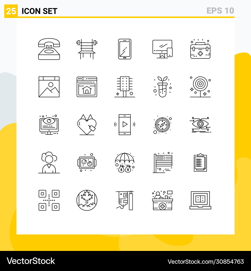 Editable line pack 25 simple lines device Vector Image