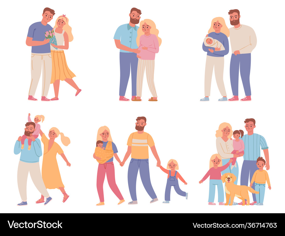 Familienwachstum und Liebe Sammlung vektorbild