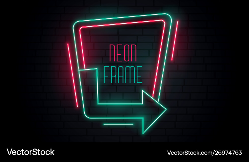 Glowing neon arrow signage with text space Vector Image