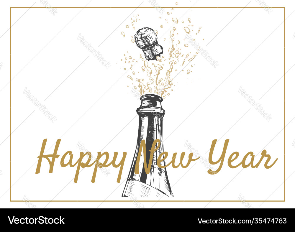Happy new year hand drawn Happy new year hand drawn vector image