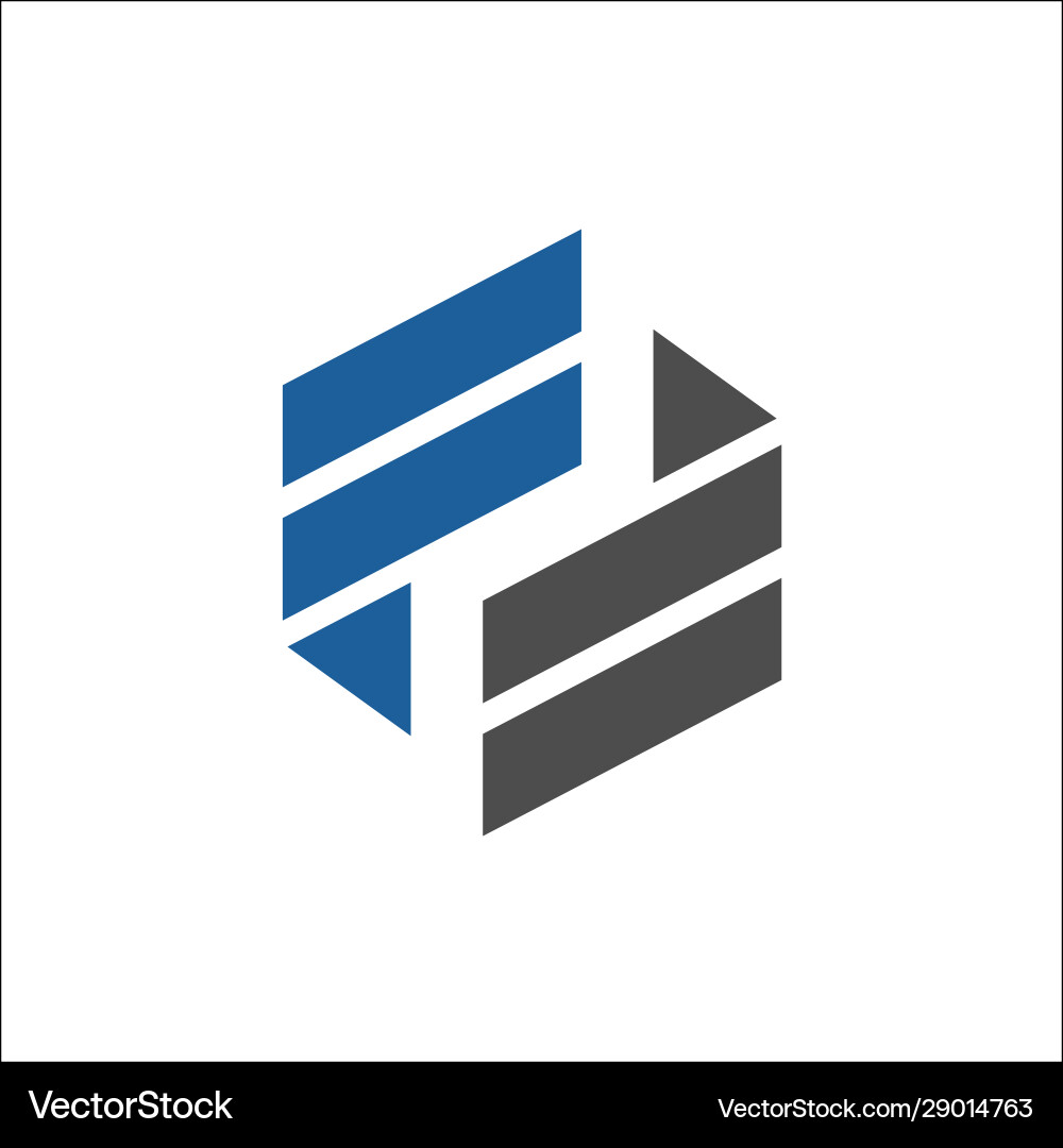 Hexagon initial ff logo design Royalty Free Vector Image