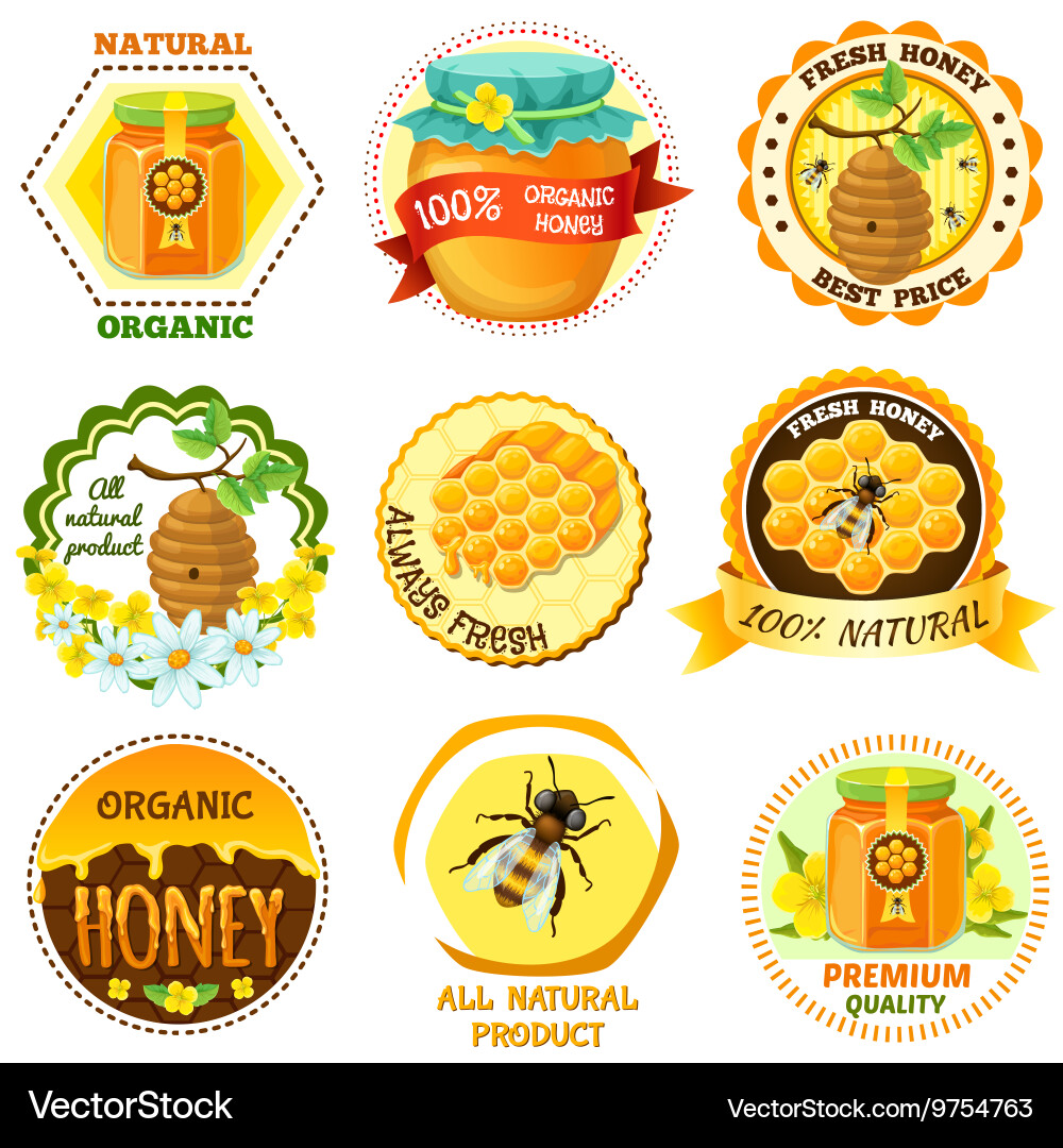 Honey Emblem Collection Vector Image