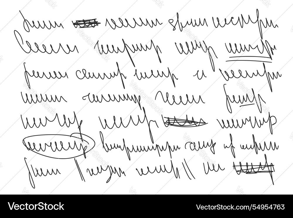Illegible cursive script message handwritten Illegible cursive script message handwritten vector image