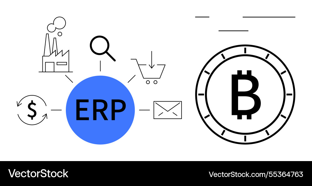 Integration of erp systems with cryptocurrency Integration of erp systems with cryptocurrency vector image