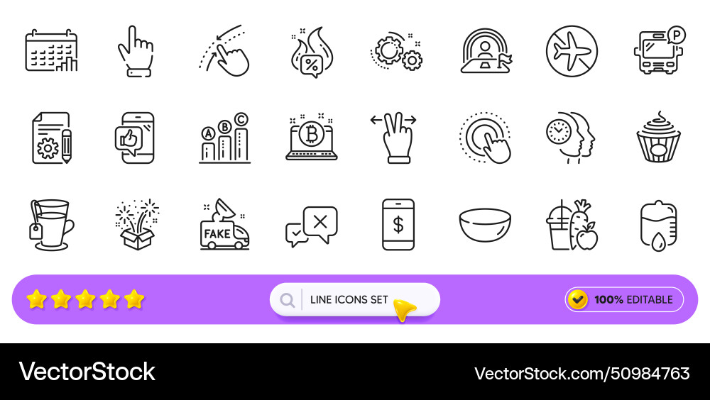 Juice documentation and flight mode line icons Juice documentation and flight mode line icons vector image