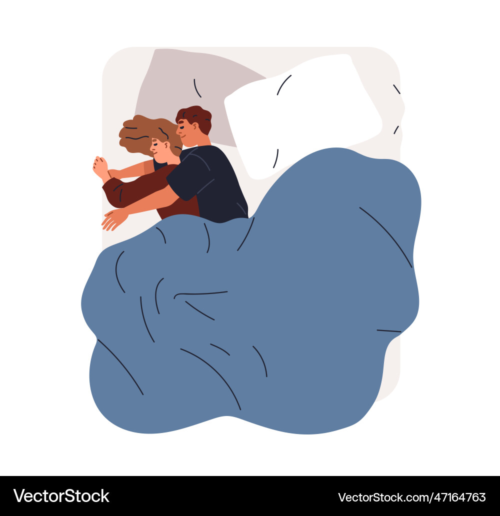 Love couple sleeping embracing hugging at night Love couple sleeping embracing hugging at night vector image