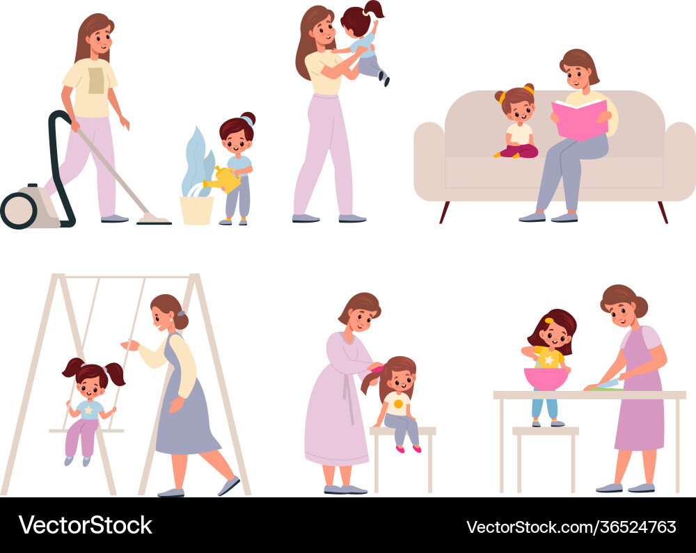 Mutter und Tochter Mütter mit Töchter weiblich Mutter und Tochter Mütter mit Töchter weiblich vektorbild