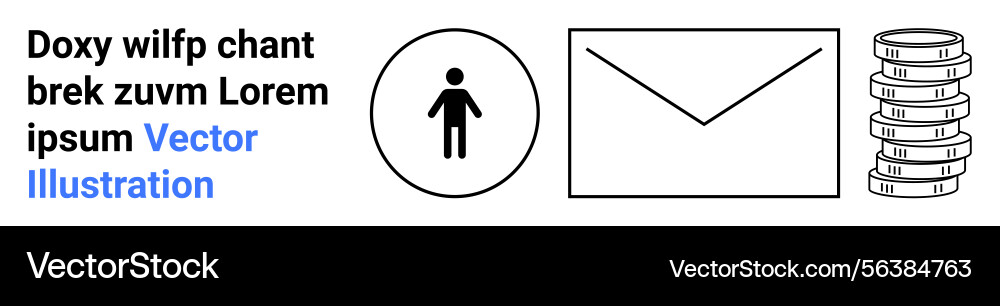 Person envelope and coin stack representing Vector Image