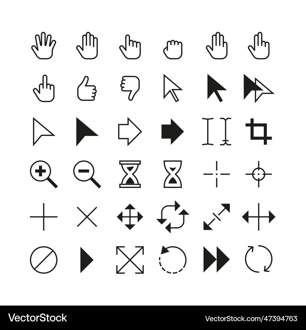 Pointer cursor mouse arrow icon pointers black Pointer cursor mouse arrow icon pointers black vector image