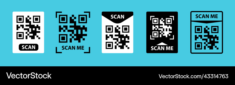 Qr code set scan for phone vector image