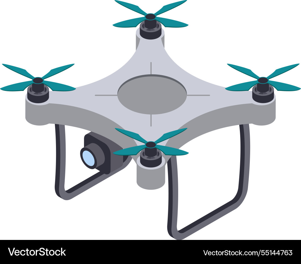Quadcopter drone with camera hovering showing Quadcopter drone with camera hovering showing vector image