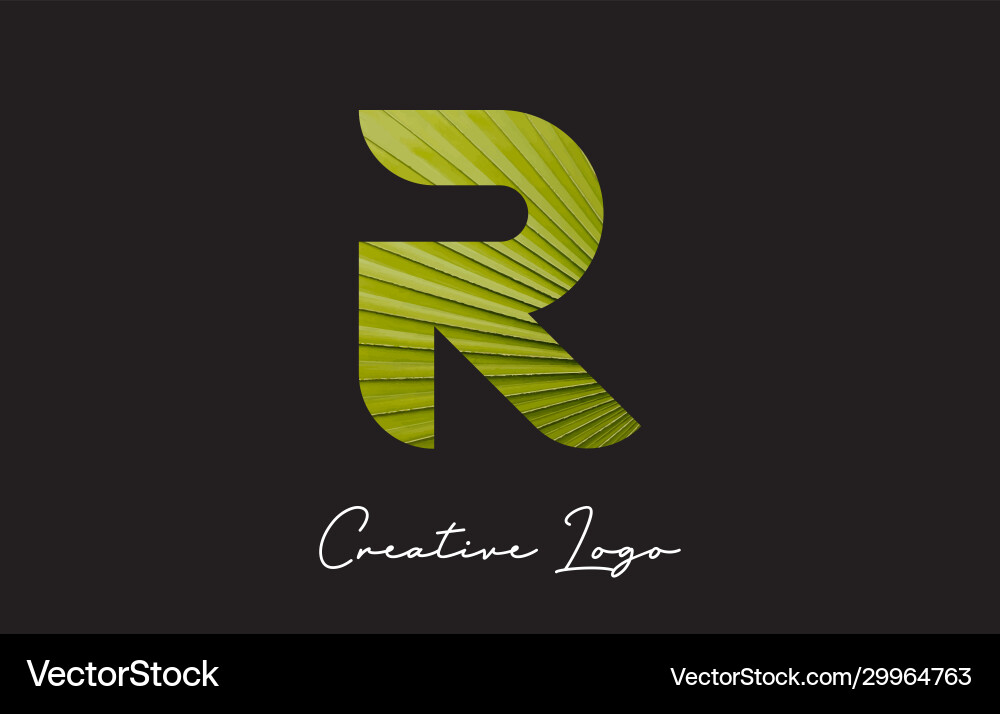 R letter logo with palm tree leaf pattern design Vector Image