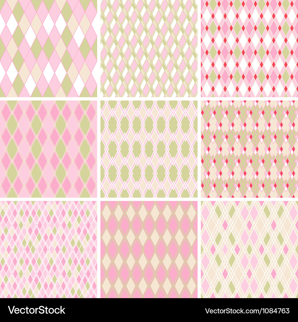 Seamless abstract retro pattern set of 9 geometric vector image