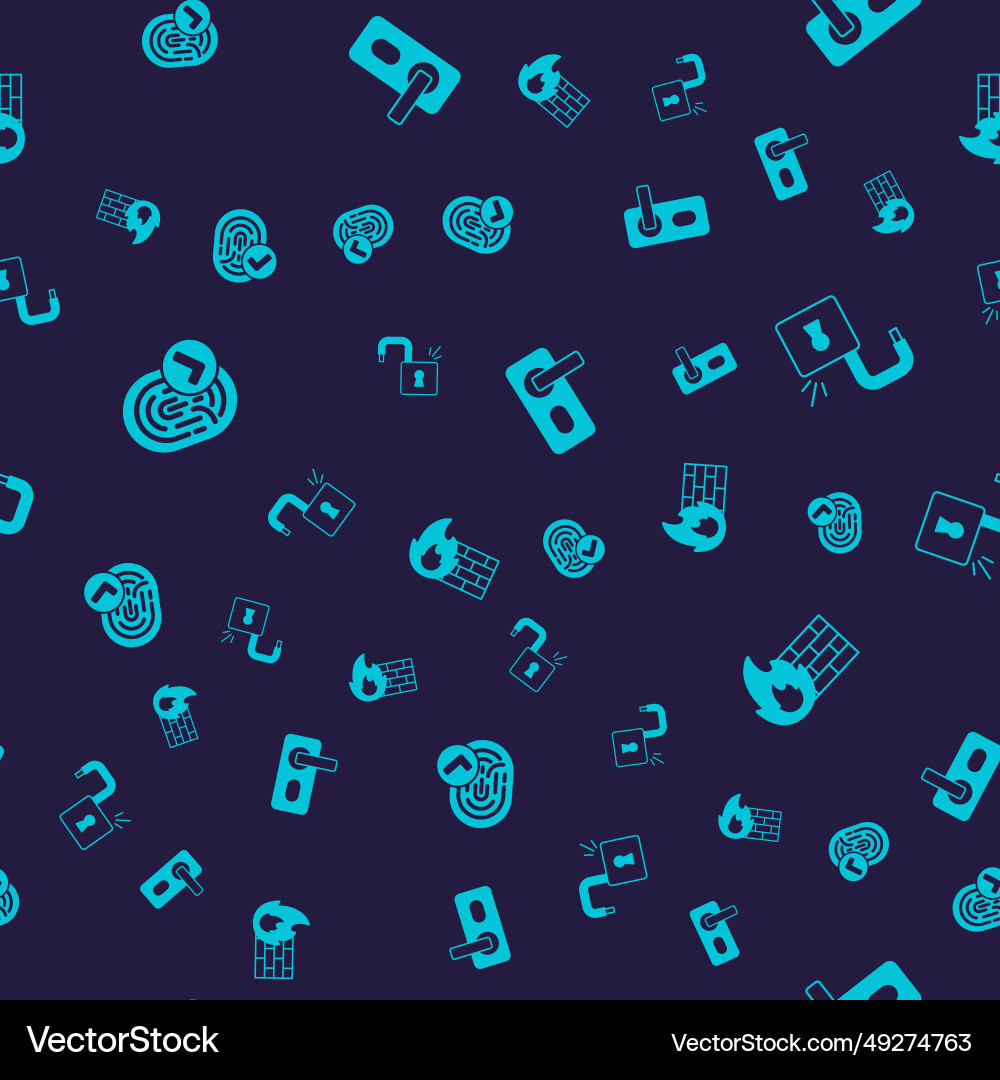 Set fingerprint open padlock door and firewall Set fingerprint open padlock door and firewall vector image